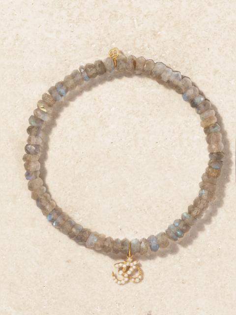 Small Om 14-karat Gold, Labradorite And Diamond Bracelet