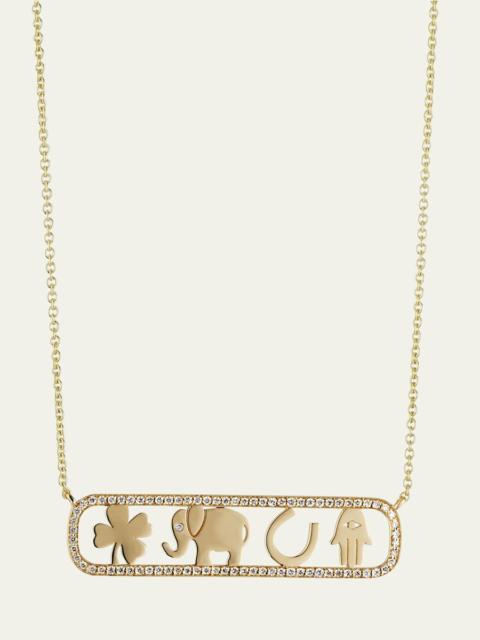 14k Diamond Icon Bar Necklace