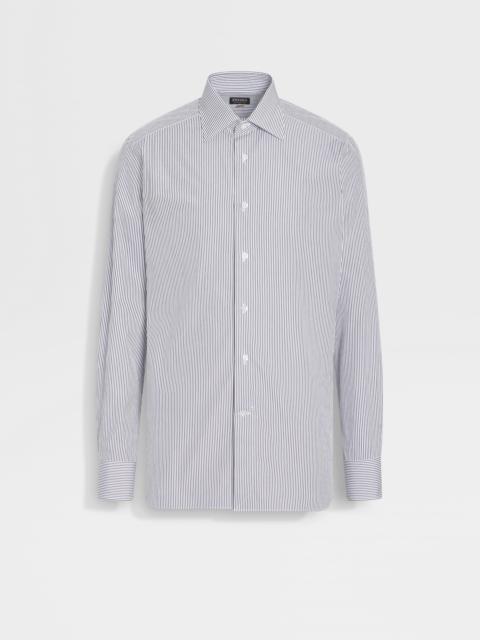 NAVY BLUE AND WHITE MICRO-STRIPED CENTOVENTIMILA COTTON SHIRT