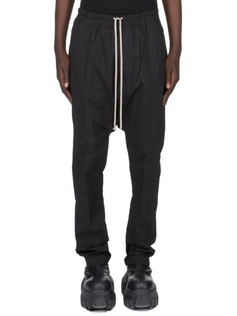 Black Temple Drawstring Long Trousers