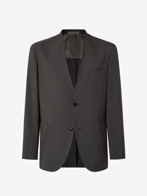 Mud brown mohair jacket without lapels