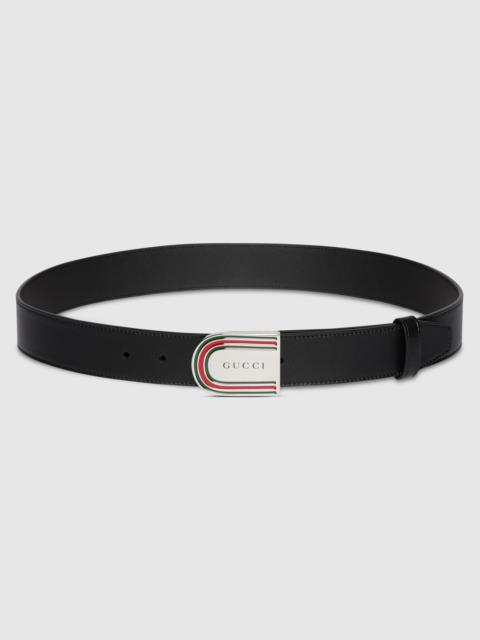 Belt with enameled Web detail buckle