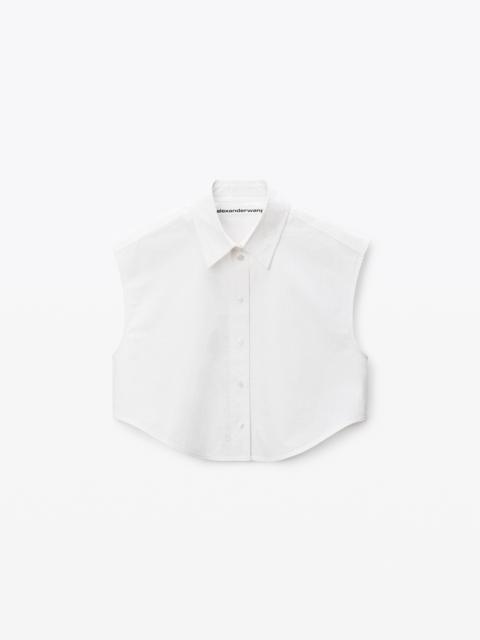 White Crystal Hotfix Cropped Shirt