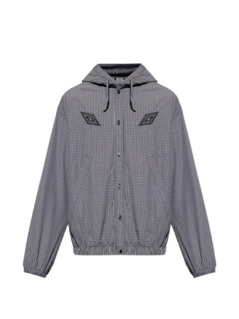 hooded check-pattern jacket