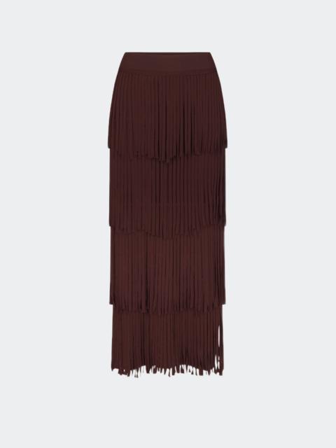 Za Za Knit Fringe Skirt In Choco Brown