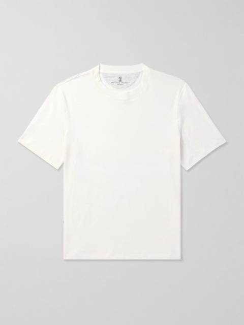 Linen and Cotton-Blend Jersey T-Shirt Neutral
