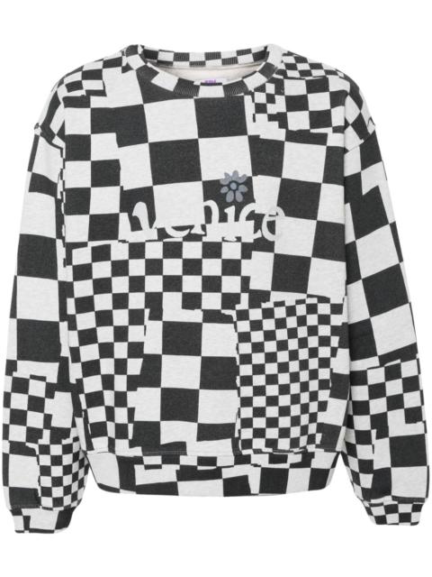 logo-print checked sweatshirt