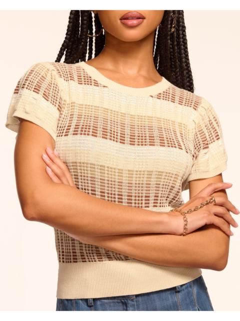 Rebecca Plaid Knit Flutter Sleeve Top