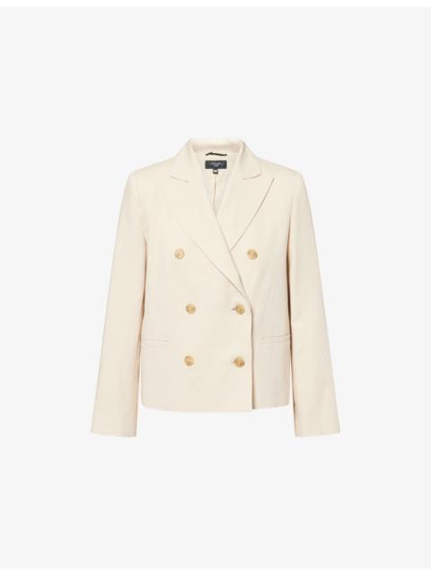 Peak-Lapel Double-Breasted Woven Blazer