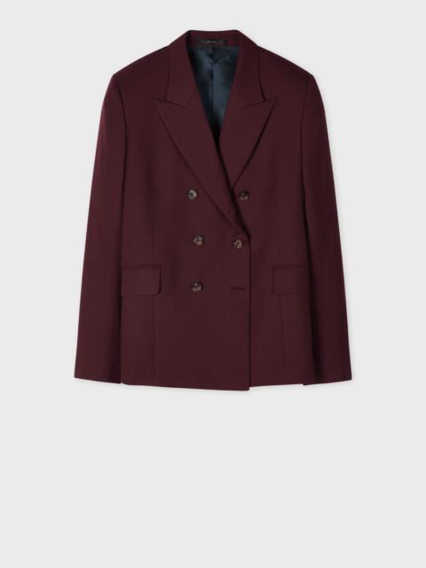 Women's A Suit To Travel In - Burgundy Wool Double Breasted Blazer