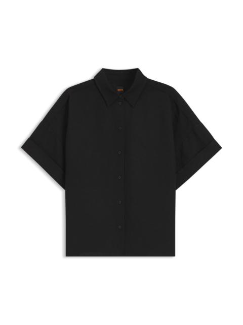 REGULAR-FIT BLOUSE WITH ROLLED CUFFS