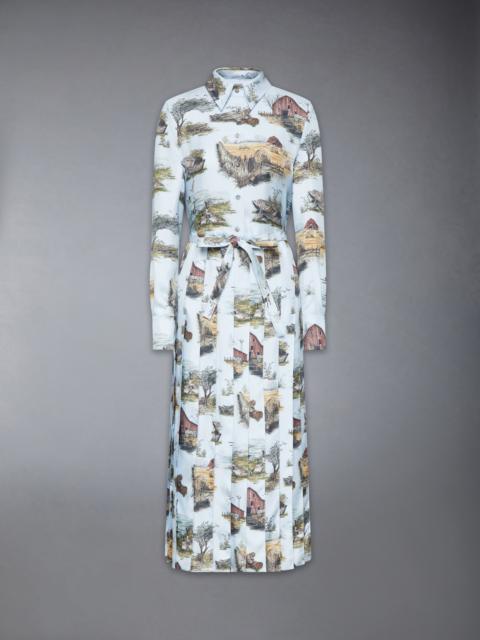 SCENIC TOILE SILK TWILL PLEATED SHIRTDRESS