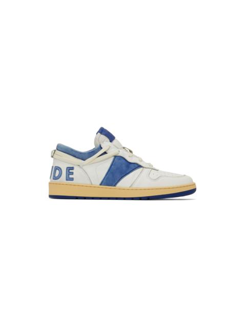 SSENSE Exclusive White & Blue Rhecess Low Sneakers