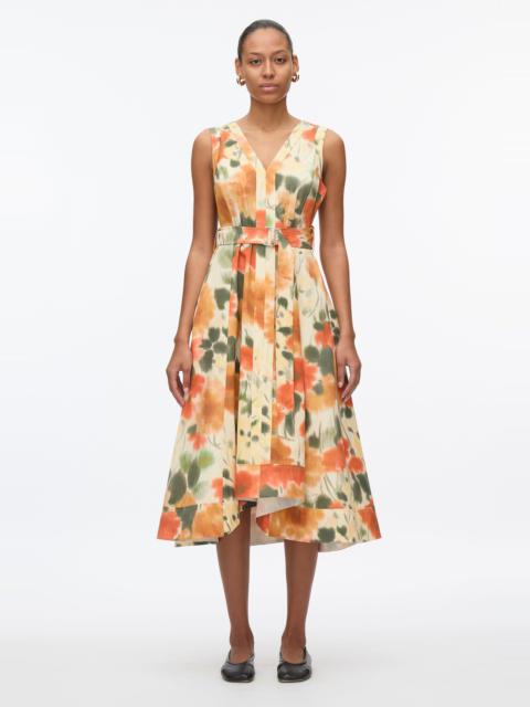 Blurred Marigold Belted Midi Dress