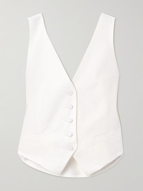 Open-back Cotton And Linen-blend And Crepe Vest