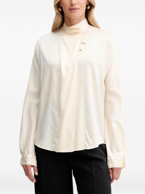 tassel mock-neck blouse