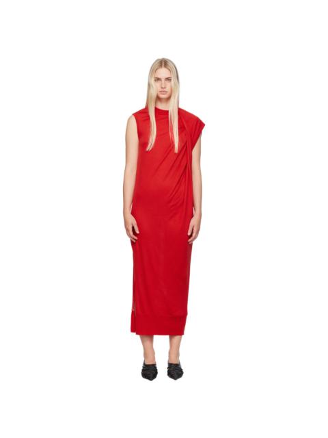 Red Draped Maxi Dress