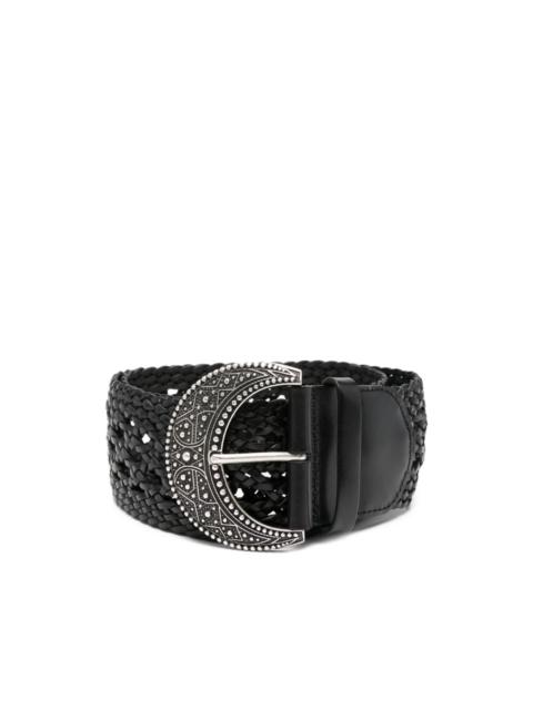 woven embellished buckle belt