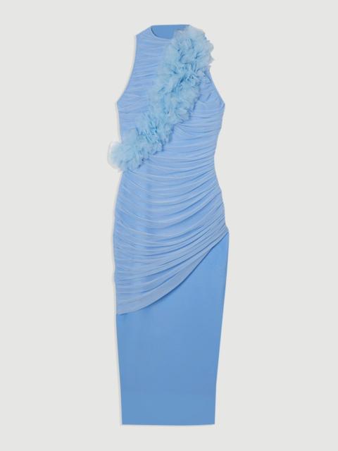 Gathered Fabric Bandage Knitted Maxi Dress