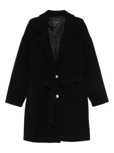 belted button-fastening coat