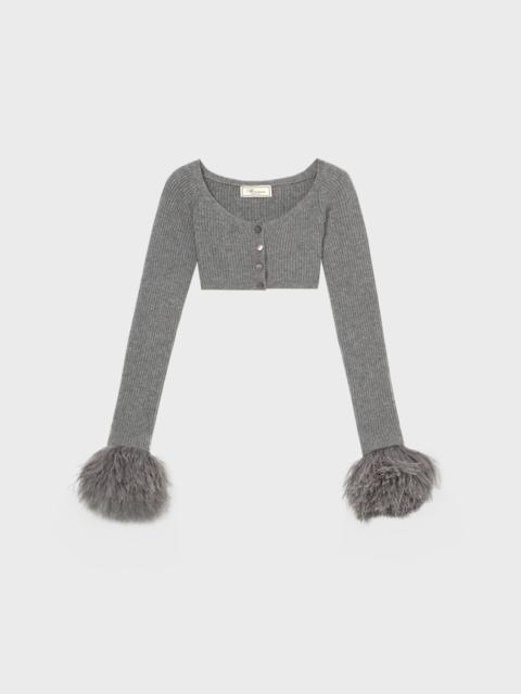 WOOL CARDIGAN WITH FEATHERS