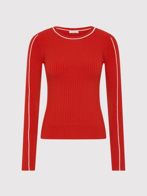 Fine Line Long Sleeve Top - Red / Off White