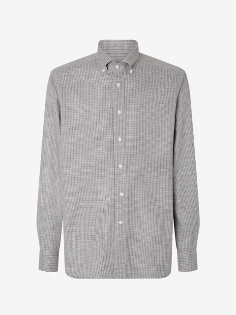 Flannel shirt with light Blue/brown check pattern