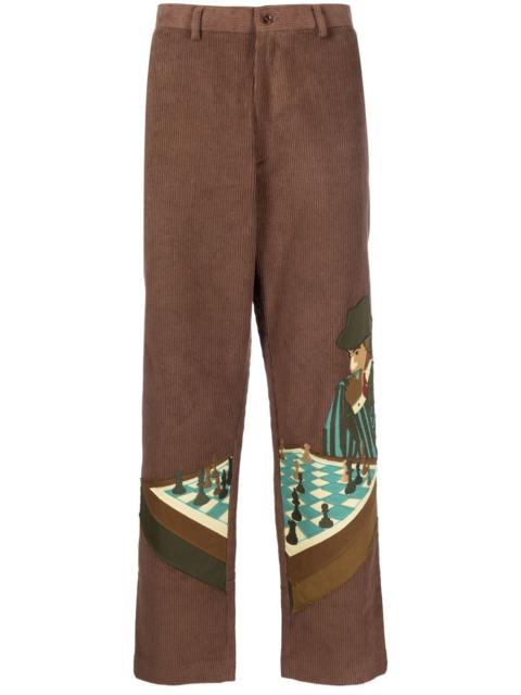 chess patchwork corduroy trousers