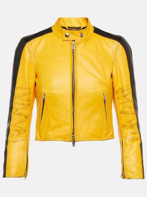 Cropped leather jacket