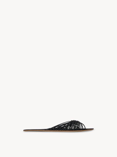 Sara Slide Sandal in Elastic and Leather