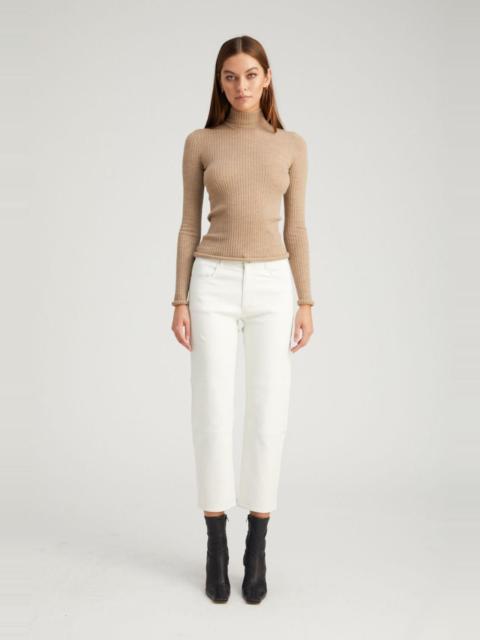 WHITE LEATHER 5 POCKET STRAIGHT LEG PANTS