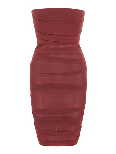 Power Mesh Midi Dress red