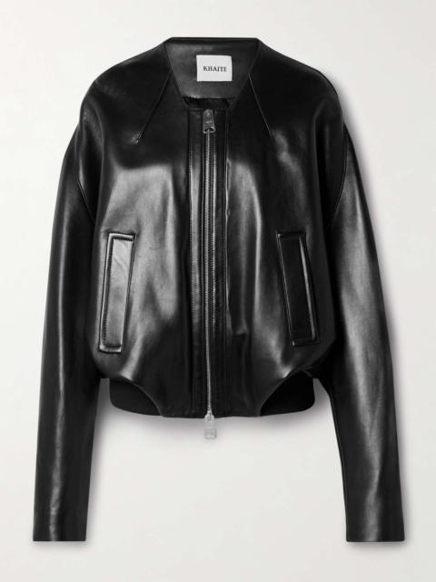 Hewit oversized leather bomber jacket Black