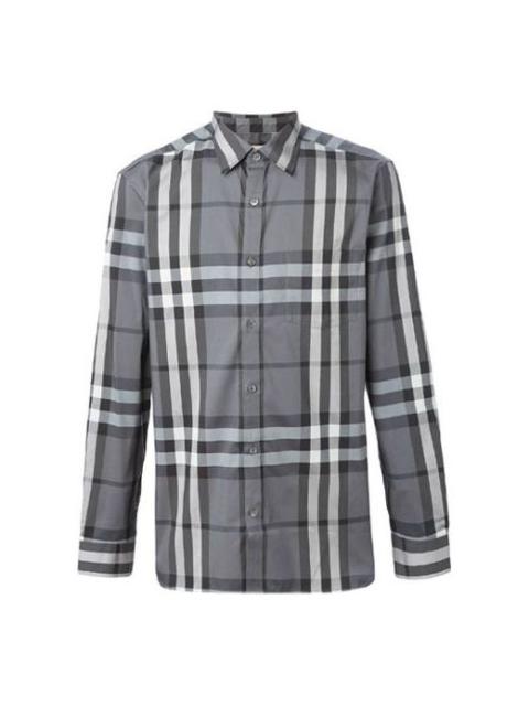 Burberry Plaid Long Sleeve Shirt 'Grey' 39835371