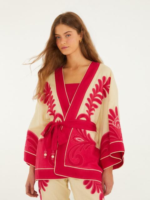 Pink Spring Arabesc Cutwork Lenzing Ecovero Euroflax Kimono