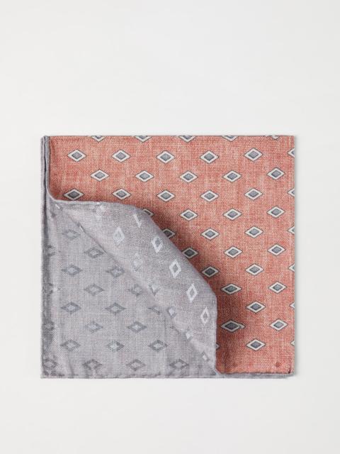 Silk pocket square with diamond pattern