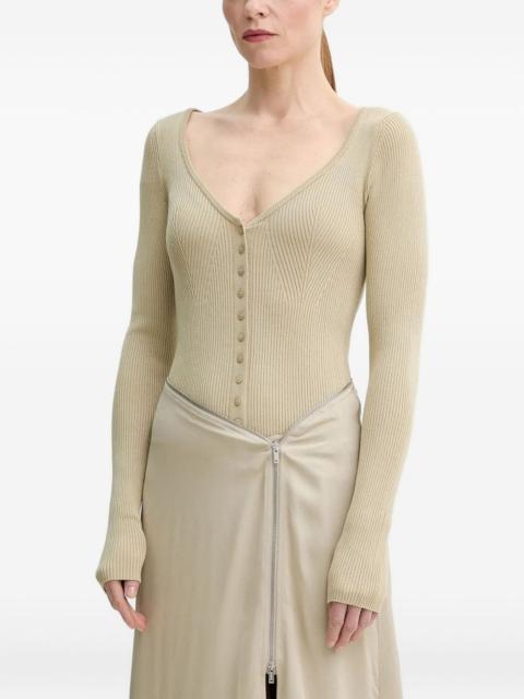 ribbed-knit button cardigan