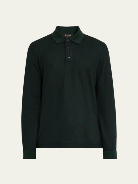 Men's Cerro Cotton and Cashmere Long-Sleeve Polo Shirt