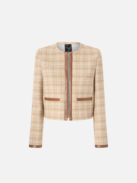 SMALL OPEN JACKET IN TWEED AND IMITATION LEATHER