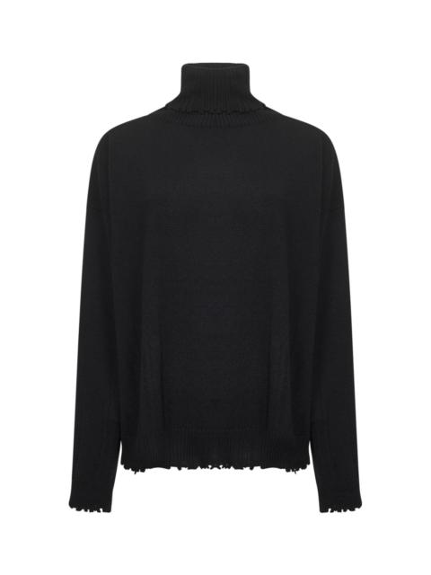 Black cashmere cut-out turtleneck sweater