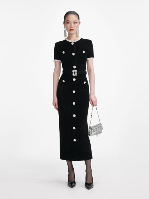 Black Chenille Knit Midi Dress