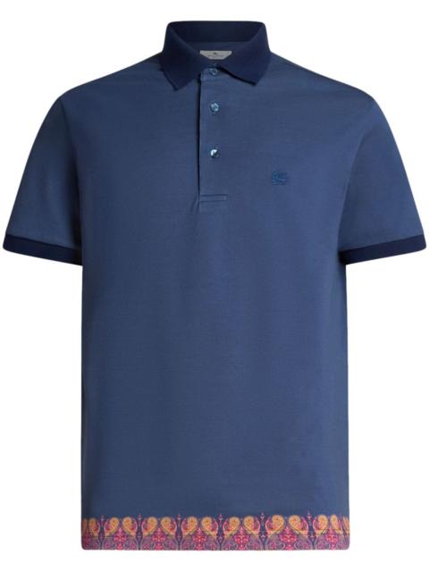 paisley-trim polo shirt