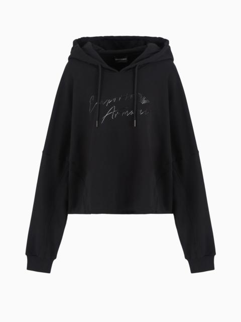 ASV hooded sweatshirt with shiny rubberised logo in organic French terry
