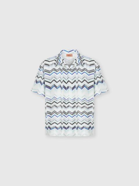 Bowling shirt in viscose with zigzag print