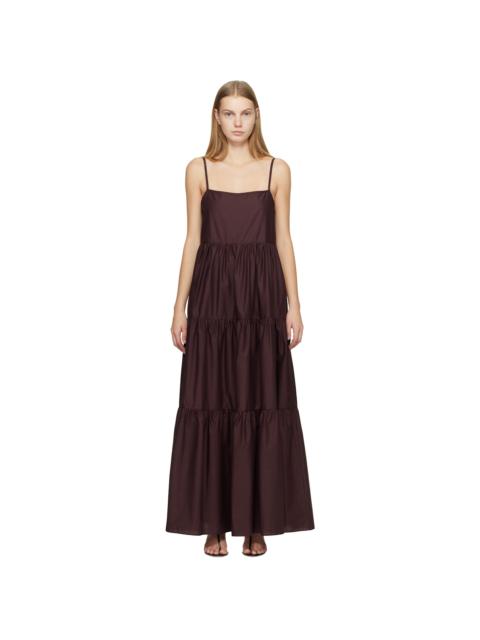 Burgundy Tiered Low Back Maxi Dress