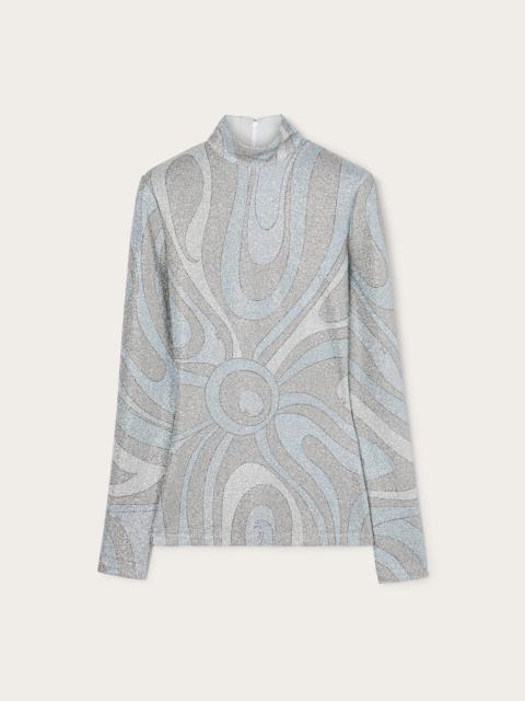 MARMO PRINT HIGH-NECK LAMÉ TOP