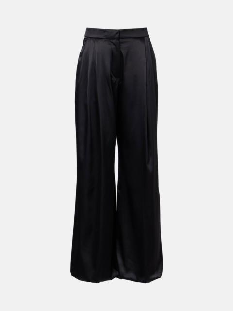 Silk-blend satin wide-leg pants