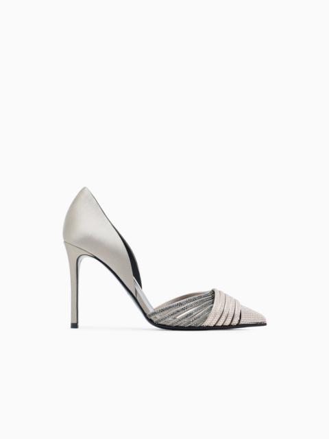 RHINESTONE AND SATIN COURT SHOES