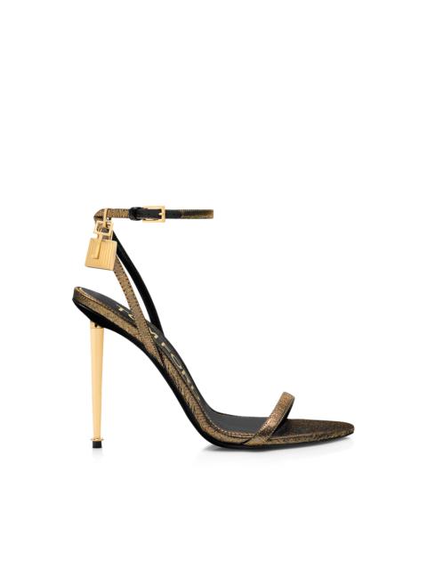 HAMMERED-EFFECT FABRIC PADLOCK POINTY NAKED SANDAL