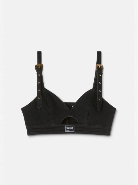 Baroque Buckle Denim Crop Top